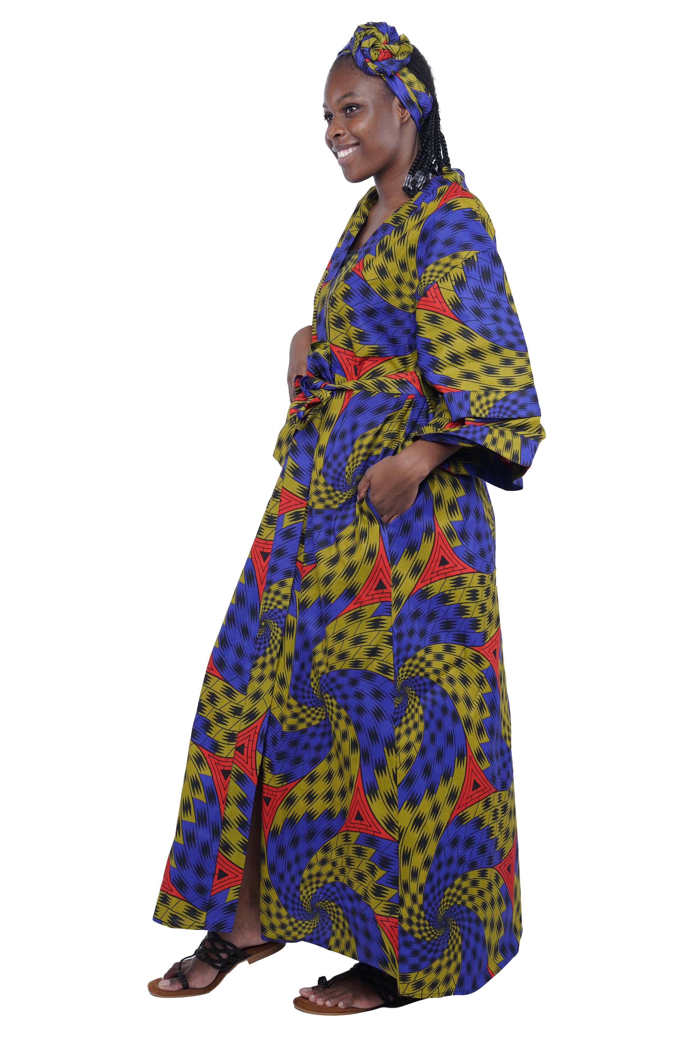 Satsuma Wholesale - Wholesale Kimono – Women's - African Ankara Ladies Casual Long Kimono Jacket | Robe1