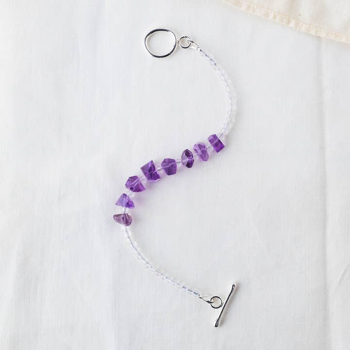 LoveGem Studio LLC - Wholesale Beaded Bracelet - Amethyst Nugget & Quartz Beads Bracelet – Artisan Gemstone Jewelry with Argentium Silver Toggle2