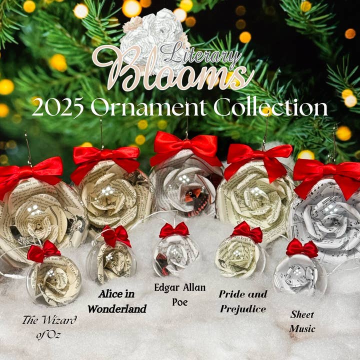 Literary Blooms - Wholesale Ornament - Alice in Wonderland Book Rose Ornament – 2 Sizes Available11