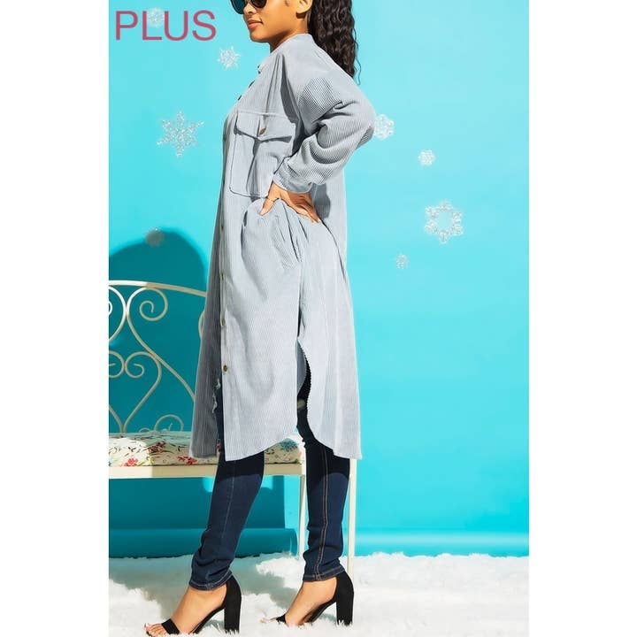 Coloring You - Wholesale Shirt Jacket/Shacket - Women's - PLUS CORDUROY BUTTON UP LONG SHACKET12