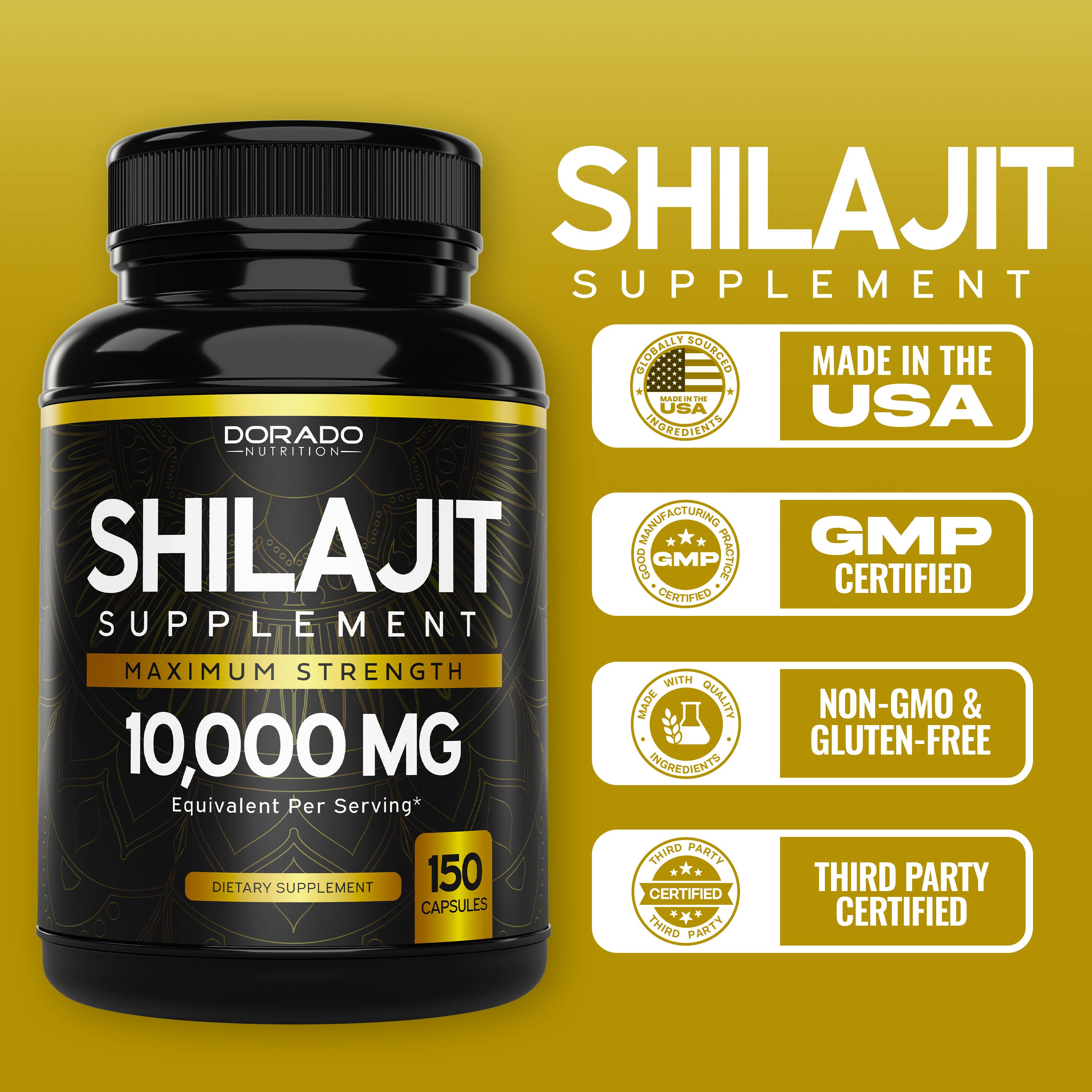 Dorado Nutrition - Wholesale Oral Supplement/Vitamin - Shilajit Supplement 10,000mg (150 Capsules)4