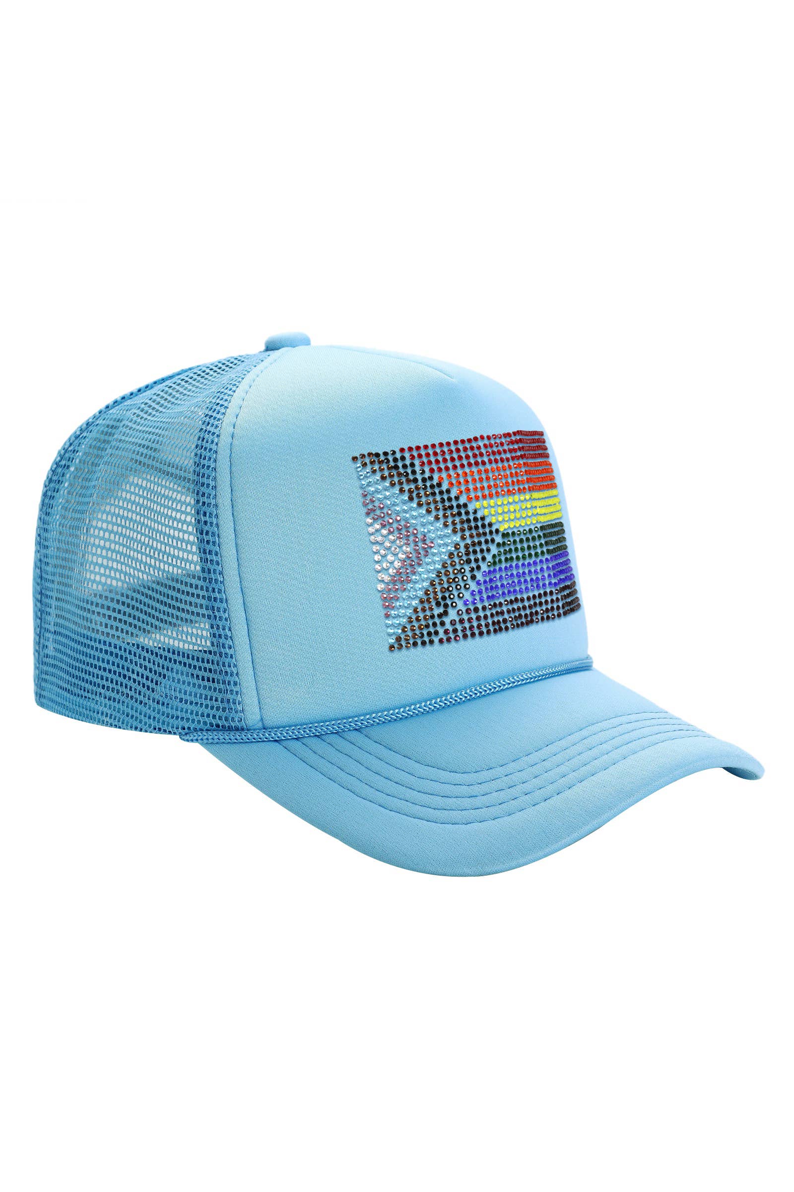 Cap Zone - Wholesale Trucker Hat - Unisex - Bling Rainbow Pride Flag Sponge Trucker Hat19