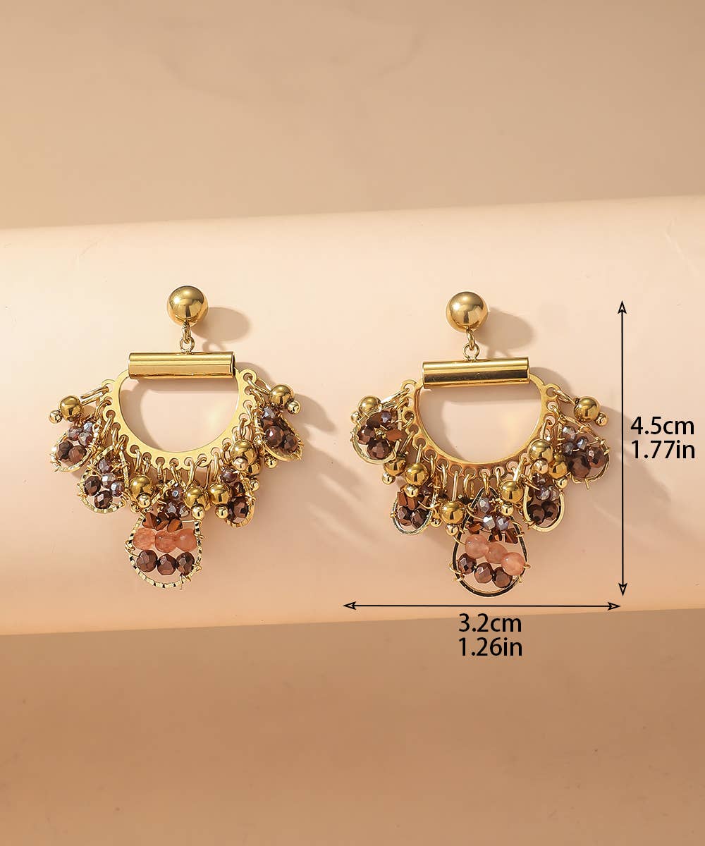 Blossom bijoux - Wholesale Dangle Earrings - BO Nail Stainless Steel Crystal Beads 25BOA0015