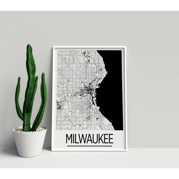 Impression de carte Milwaukee 8 po x 10 po - Style Art Déco pour la vente par ILIKEMAPS