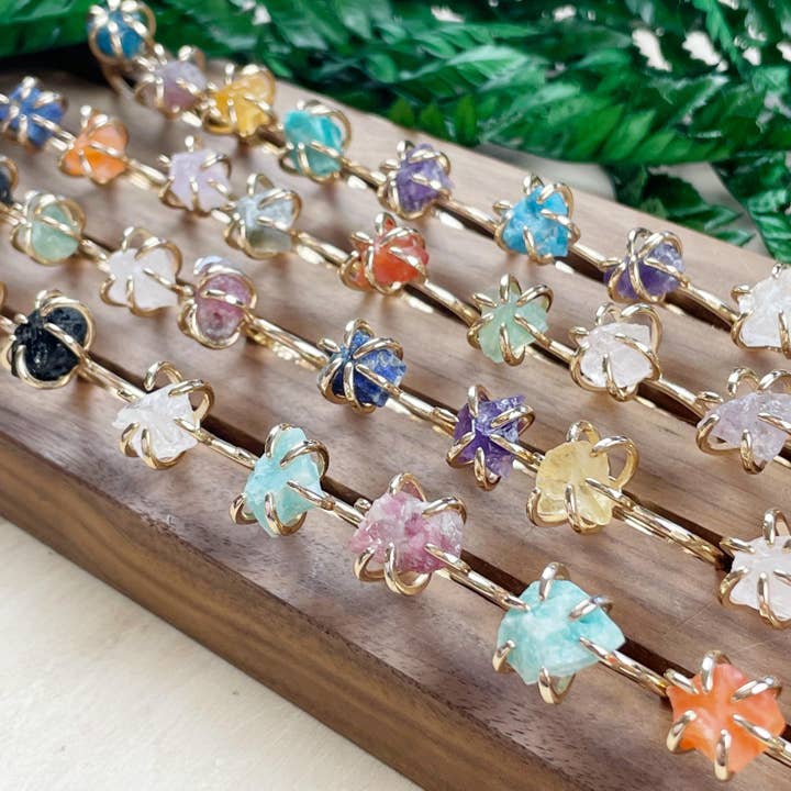 Gold Rough Nugget Prong Ring for wholesale by Ewelina Pas Jewelry