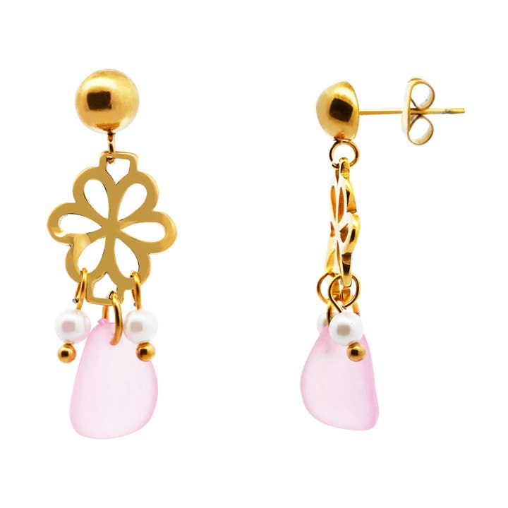 HANGING EARRINGS WITH FLOWER PETALS - WF2460A86 for wholesale by AMORINO SRL