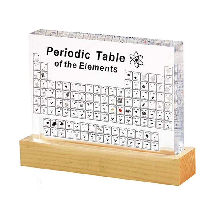 Tabla periódica de los elementos reales con soporte de madera para venta al por mayor de France Mineraux