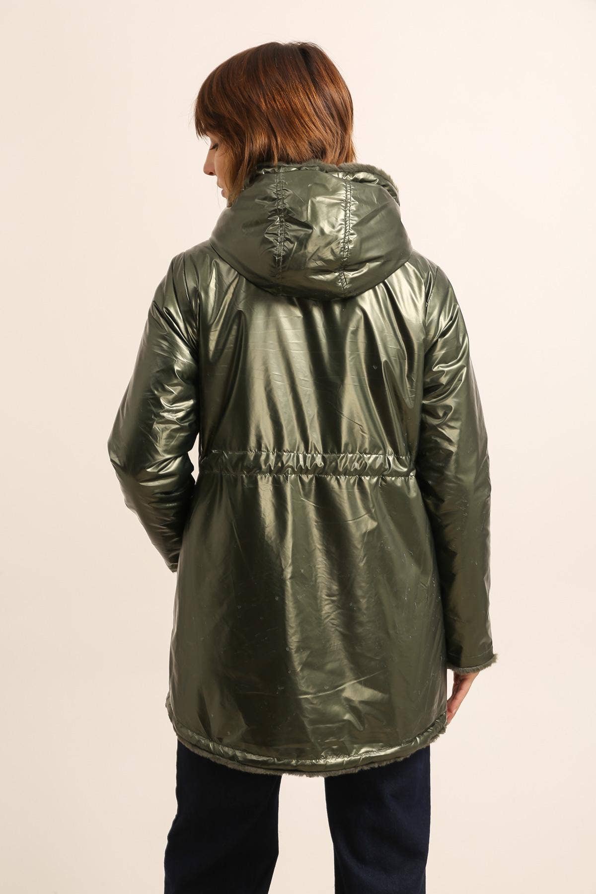 Attrait Paris - Wholesale Jas - Dames - Halflange omkeerbare bontjas met capuchon14