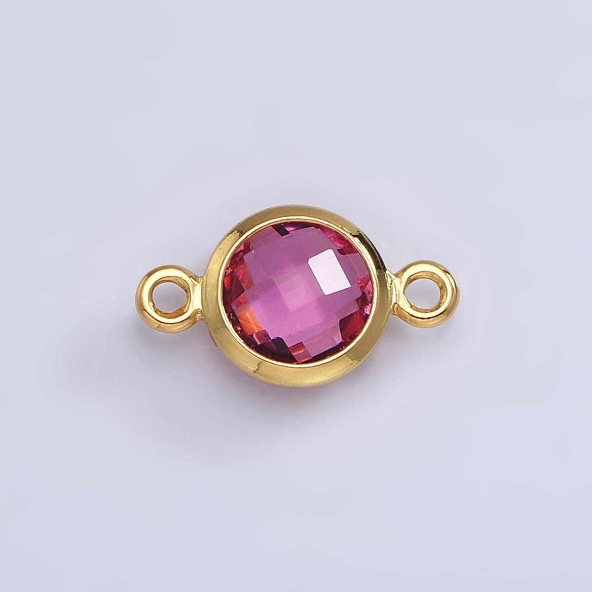 Aim Eternal - Wholesale Individual charm/pendant - Mini 14k Gold Filled Cubic Zirconia Link Connector Color Faceted Crystal Charm Connector Birthstone Link Connector G-742~G-7534