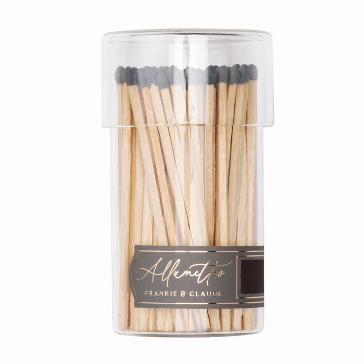 Frankie & Claude – wholesale Tändsticka – Kolgrå långstammade tändstickor i glasburk: höst och vinter