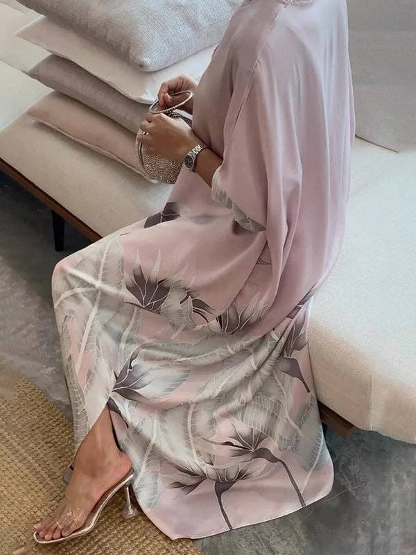 UZ Wholesale Store - Wholesale Dress - Women's - Long Sleeve Muslim V-Neck Floral Maxi Dress9