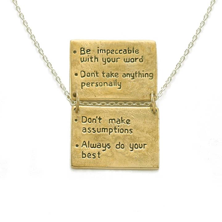 Jewelry Evolution - Wholesale Pendant/Charm Necklace - The Four Agreements Book Necklace11