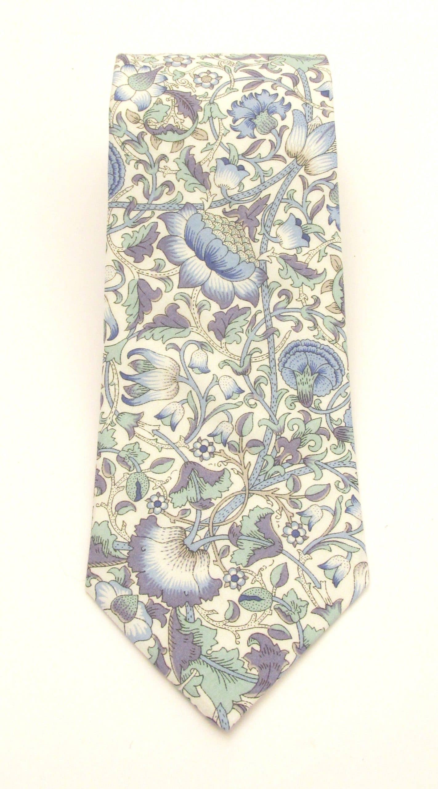 Cecil Jones – wholesale Necktie – Men’s – Lodden Blue Cotton Tie Made with Liberty Fabric1