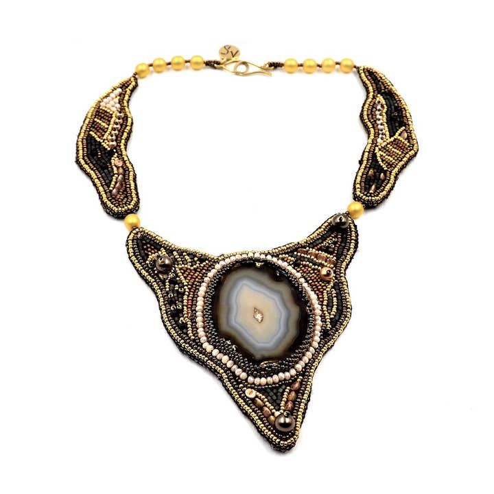 collier unique avec grande agate pour la vente par Mein Schatz