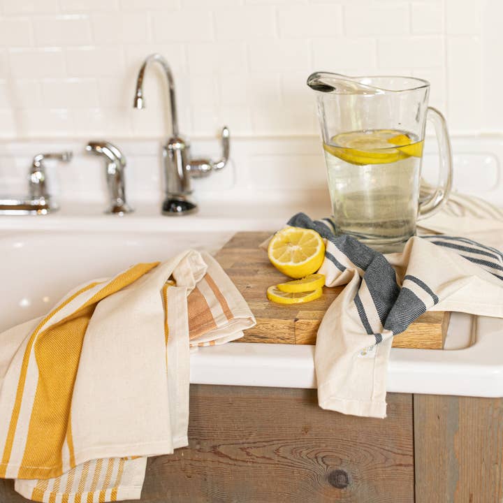 Colin Set 4 Striped Kitchen Towels Cotton for wholesale by Foreside Home & Garden