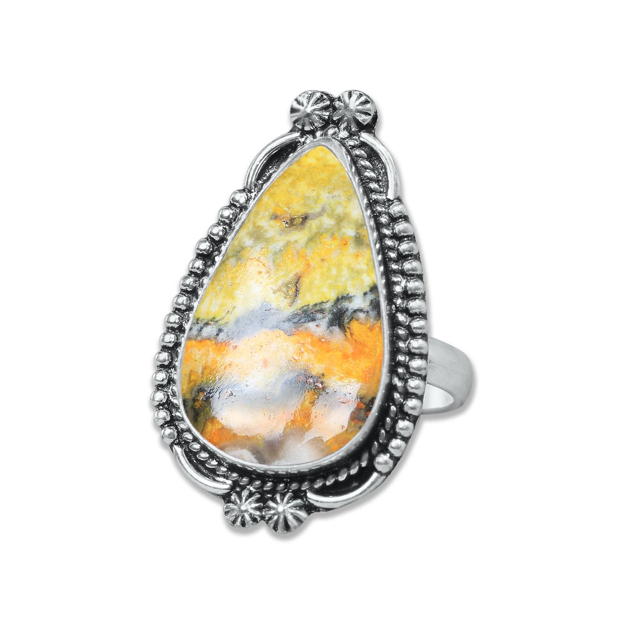 Handmade Jewels - Wholesale Cocktail/Statement Ring - Bumblebee Jasper Rings – Handmade, Silver-Plated, Designer  (Made to Order)10