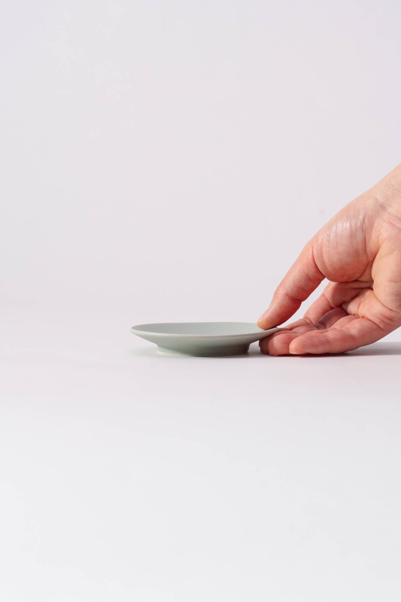 Light Blue Mino Ware "Obanzai" Mini Plate Moon for wholesale on Faire3