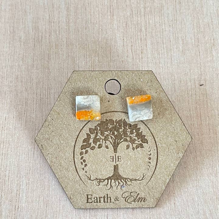 Earth & Elm - Wholesale Stud/Post Earrings - Bumblebee Jasper Square Studs3