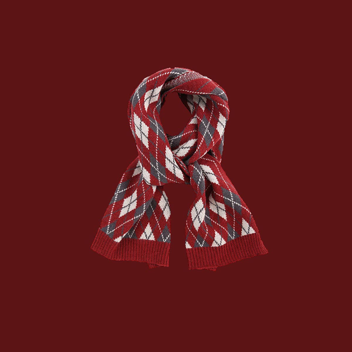 ACCITY - Wholesale Scarf - Women's - Red Knit Scarf - Cozy Winter Christmas Gift_CWASC15004