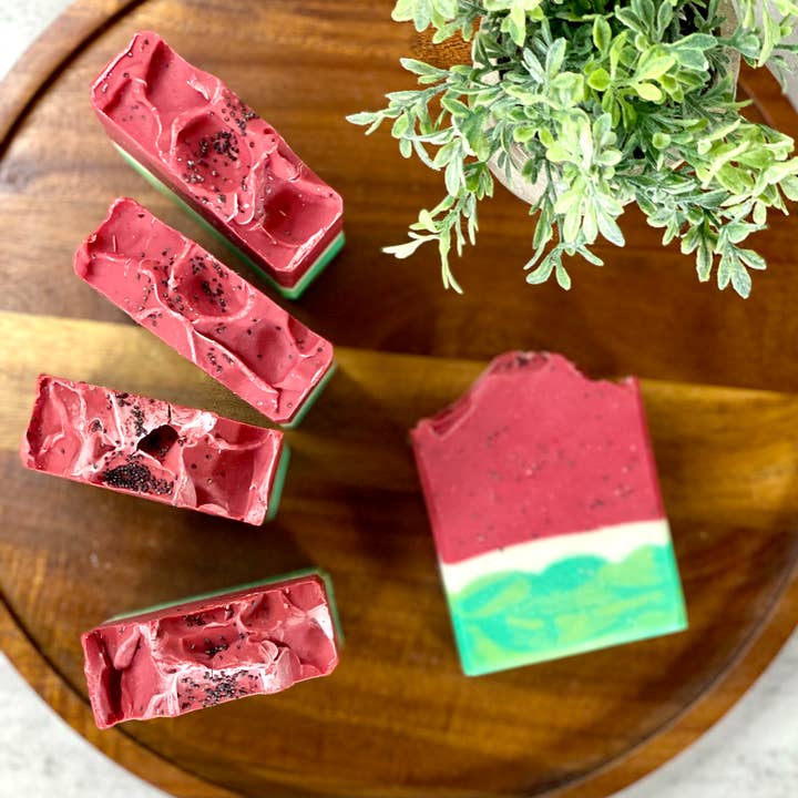 Sugared Watermelon Summer Artisan Cold Process Soap for wholesale by Harvest Soap Company