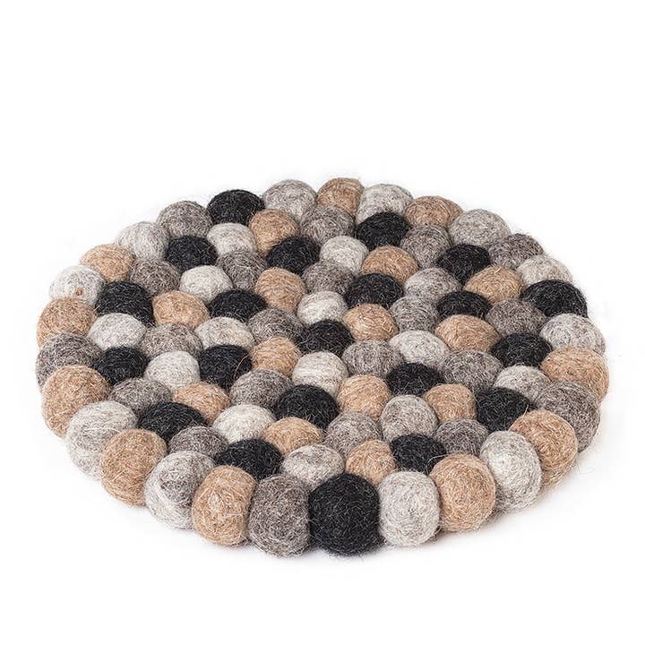 Taupe Felt Ball Trivet - 8"D for wholesale by Abbott