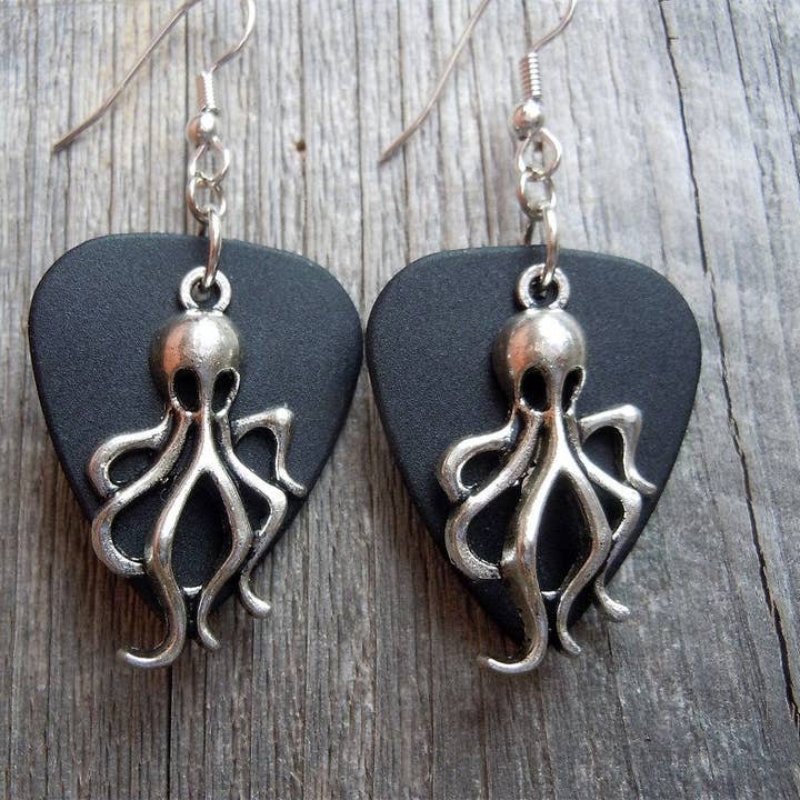 Simply Raevyn - Wholesale Dangle Earrings - Octopus Charm Guitar Pick Earrings10