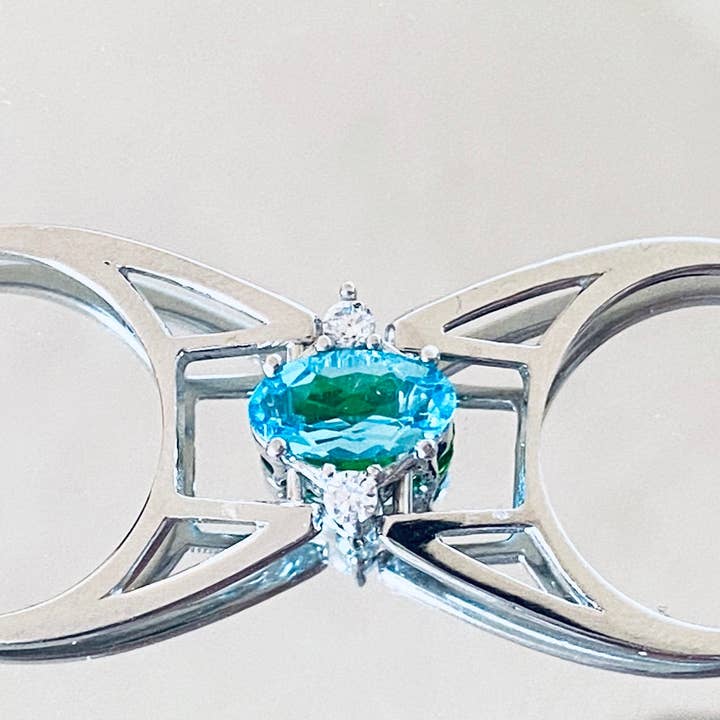 Twan Kee Jewelry - Wholesale Cocktail/Statement Ring - Helenite Oval Flip Ring in Sterling Silver Forest Green/Blue2