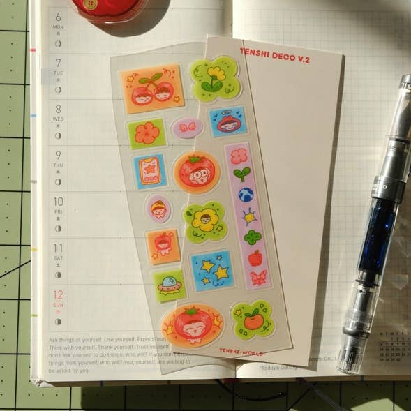 Tenshi Deco clear sticker Sheets v2 Journaling Sticker Sheet for wholesale by Tenshi World