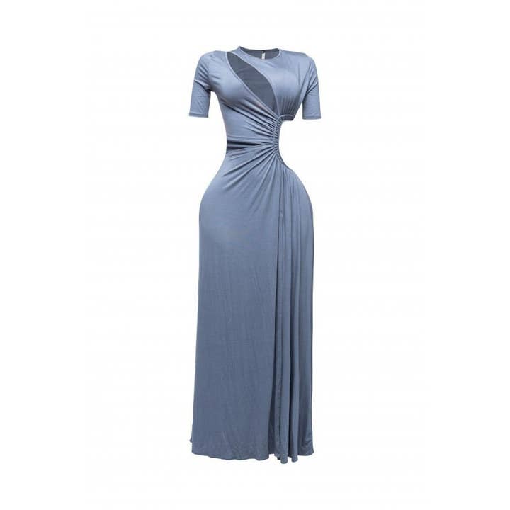 Maxi abito a maniche corte con scollo laterale per la vendita all'ingrosso da parte di Esmeray Clothing