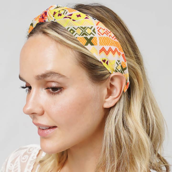 Colorful Aztec Printed Knotted Headband for wholesale by Fashion City