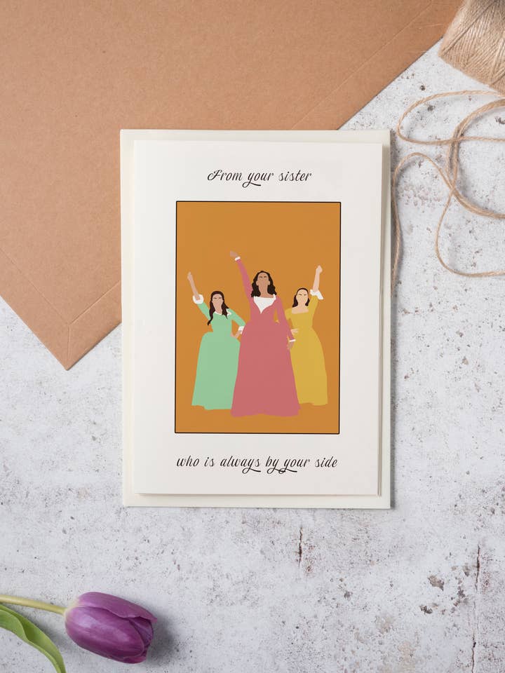 Hamilton musikaliska Schuyler Sisters hälsningskort för wholesale av The Arty Hand