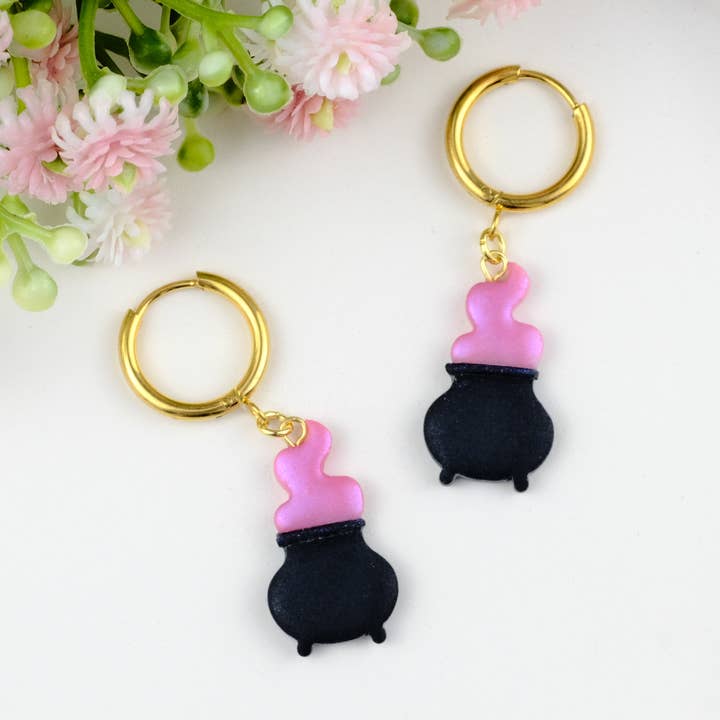 Purple Fall Cauldron Polymer Clay Earrings (Copy) for wholesale by Mom’sClayCo