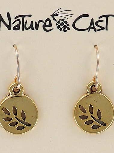 12585 Earring Dangle Gold Tone Small Circle w/ Cutout for wholesale by Nature Cast