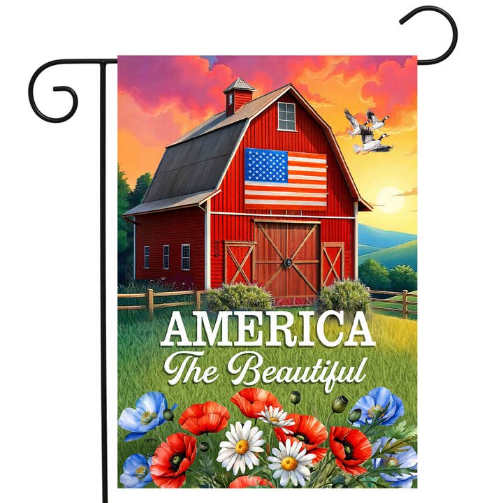 American Barn Garden Flag for wholesale by Briarwood Lane