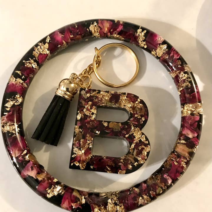 Ensemble de bracelets jonc porte-clés en or rose noir pour la vente par Shop Drip Express