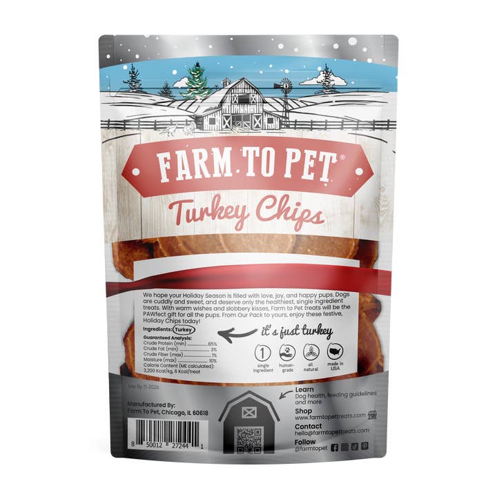 Farm to Pet - Wholesale Pet Treats - Dog - Holiday Turkey Chips Dog Treats (4 oz)