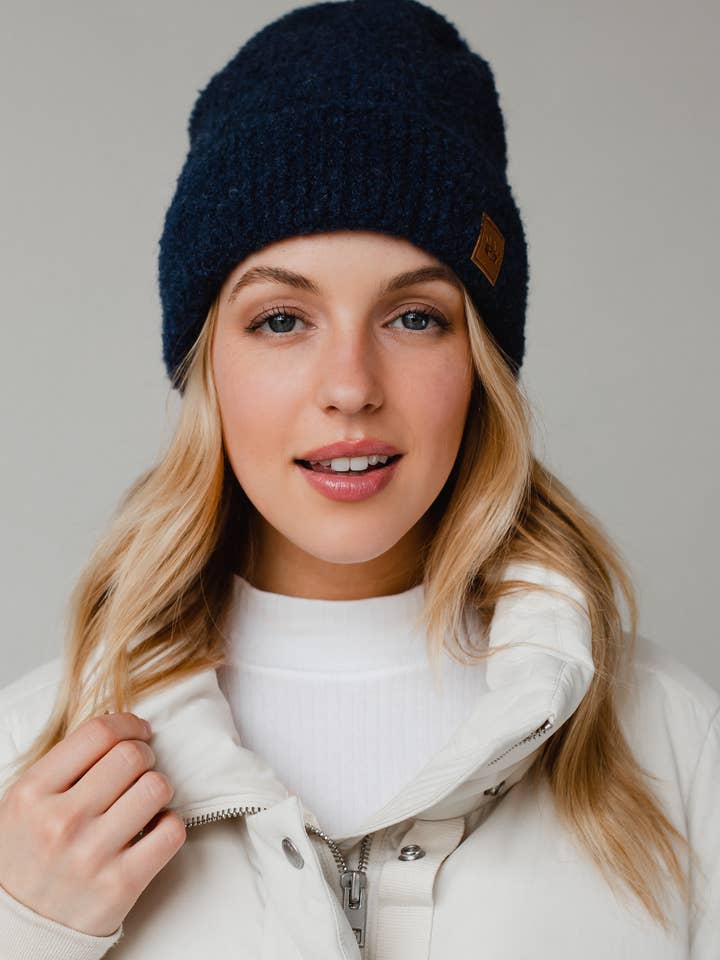 Navy Knit Beanie for wholesale by Panache Apparel Co.