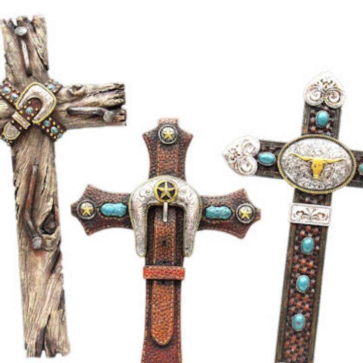 Broads Market - Wholesale Wall Cross - Western Belt Buckle Crosses Set of 3