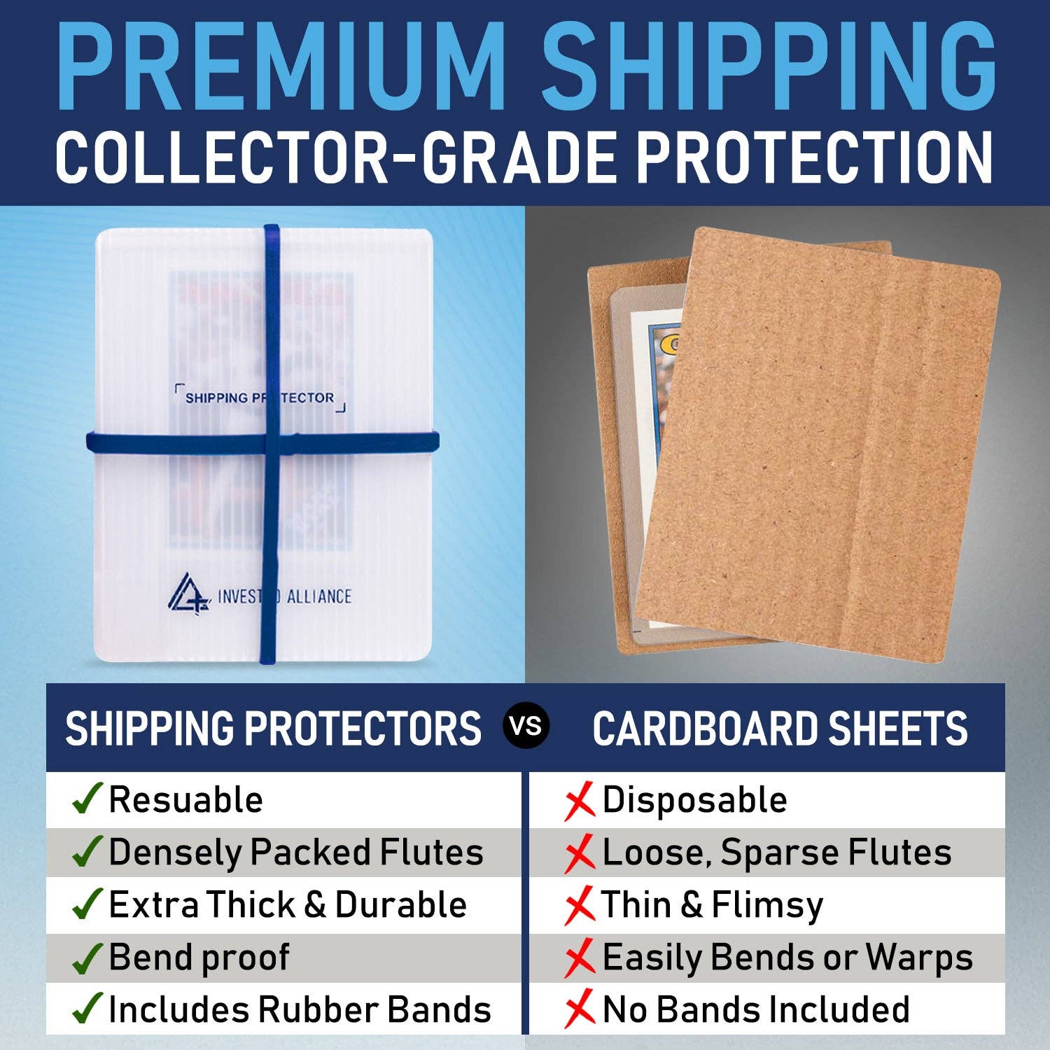 Invested Alliance LLC - Wholesale Card Game - Trading Card Shipping Protector 3.5x4.5 - 100 Pack3