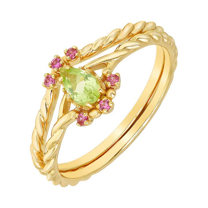Perimade & Co. LLC - Wholesale Multi-stone ring - Gold Peridot Twist Stacking Ring Set in 925 Sterling Silver4