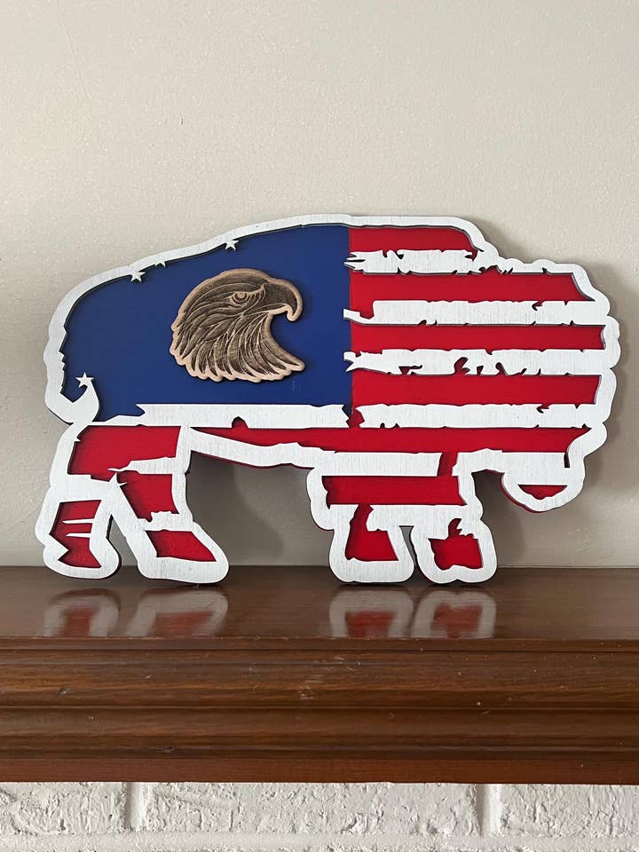Buffalo American Flag Patriotic Wall Decor #2 for wholesale by 347 Laser Customs