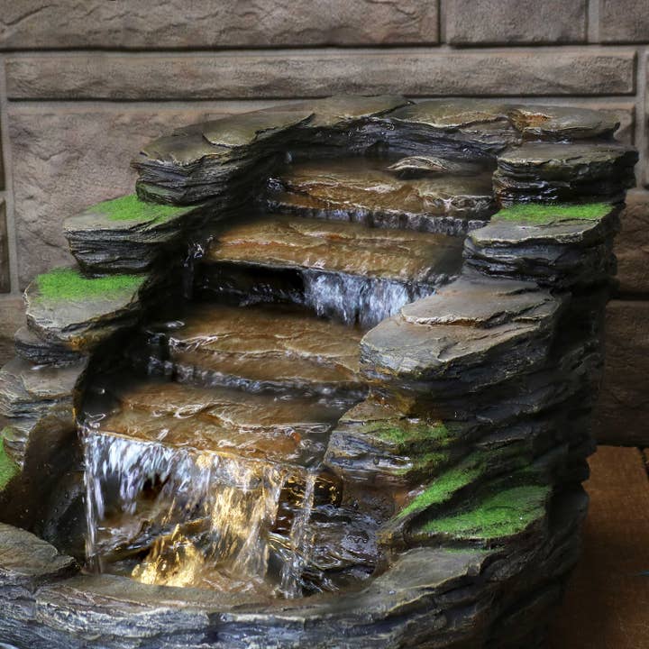 Sunnydaze Decor - Wholesale Outdoor Ornament/Decor - Shale Falls Outdoor Water Fountain with Lights - 13.75 in9