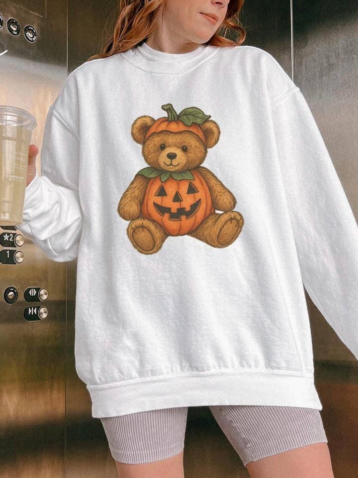Glaime - Wholesale T-shirt (graphic) – women's - Comfort Colors Pumpkin Teddy Bear Shirt, Halloween 90s Tee0