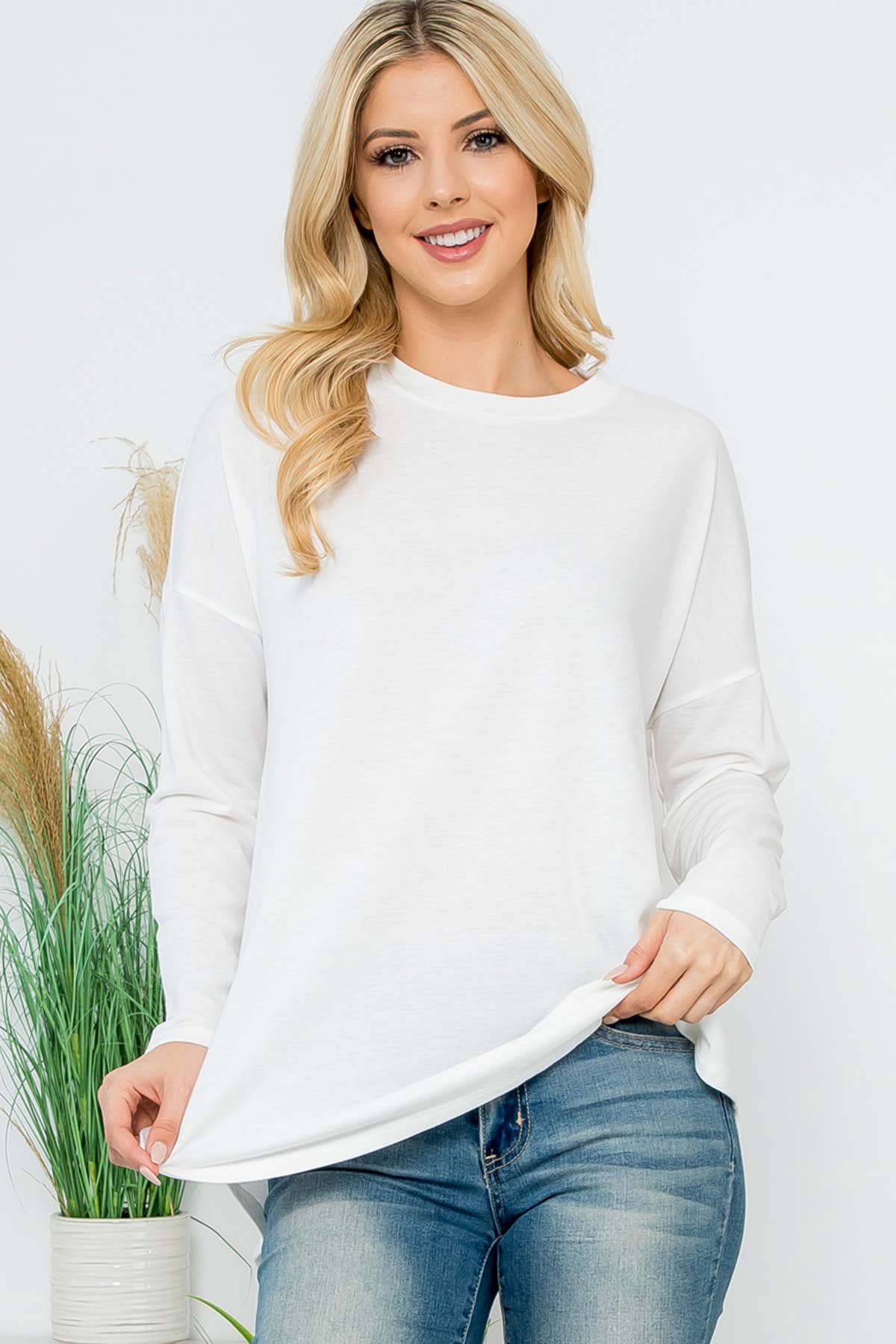 You & Me - Vente Tunique – femme - HAUT EN MOLLETON À MANCHES LONGUES YMT20090V ET OURLET ARRONDI15