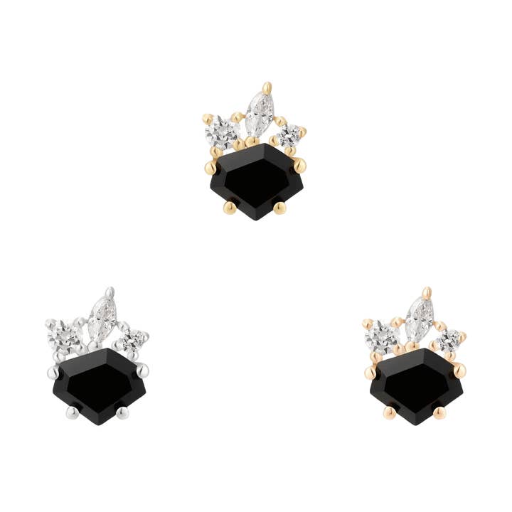 Darque - Black Agate - Threadless End for wholesale by Piercing-zone