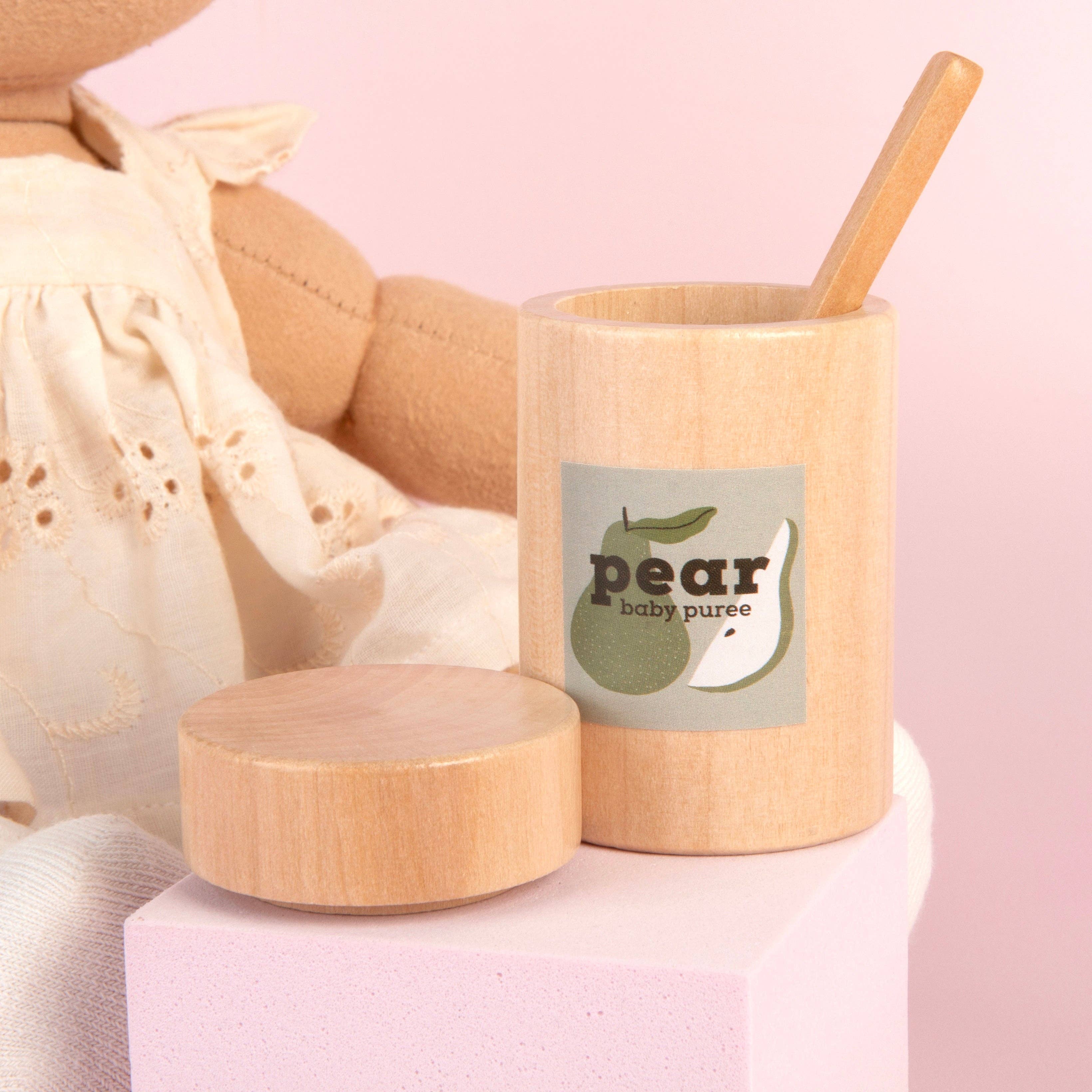 Make Me Iconic - Wholesale Wood Toy - Kids - WOODEN TOY -  LOOSE CHANGE DOLL FEEDING PEAR PUREE1