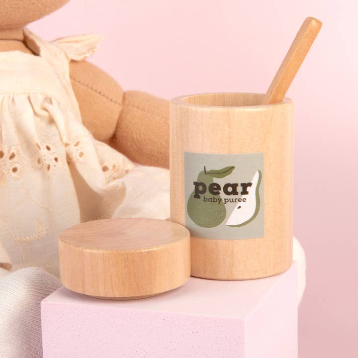 Make Me Iconic - Wholesale Wood Toy - Kids - WOODEN TOY - LOOSE CHANGE DOLL FEEDING PEAR PUREE1