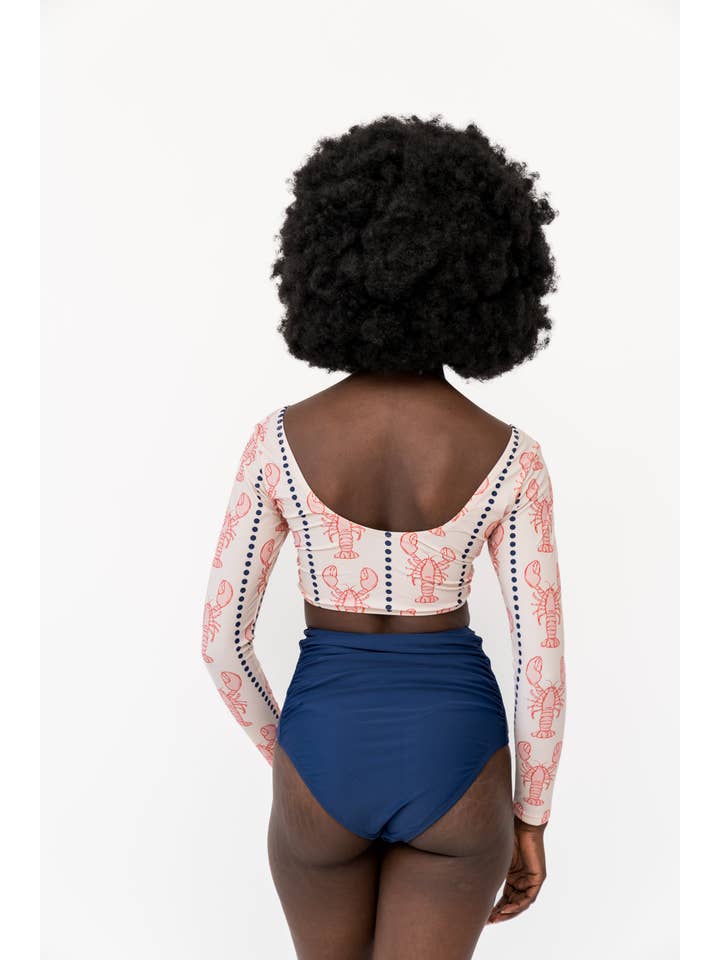 Coral Reef Swim – Großhandel Bikini-Unterteil – Damen – Seaside Badehose mit hohem Bund und Rüschen, marineblau1