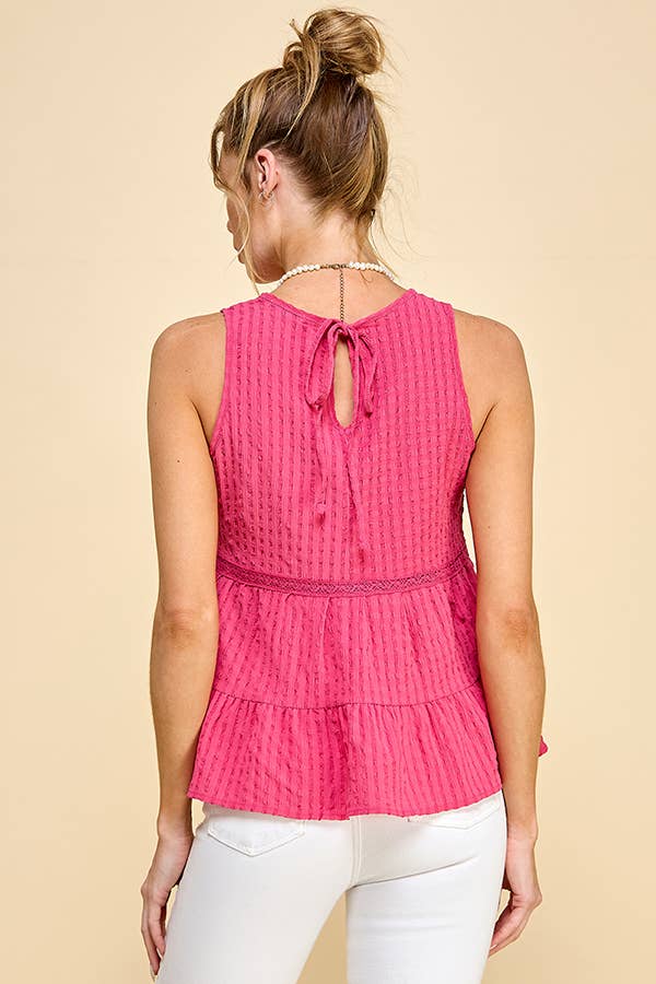 Heart & Hips - Wholesale Blouse - Women's - WK50480 - BABYDOLL TIER BUBLLE WOVEN TOP WITH TIE BACK4