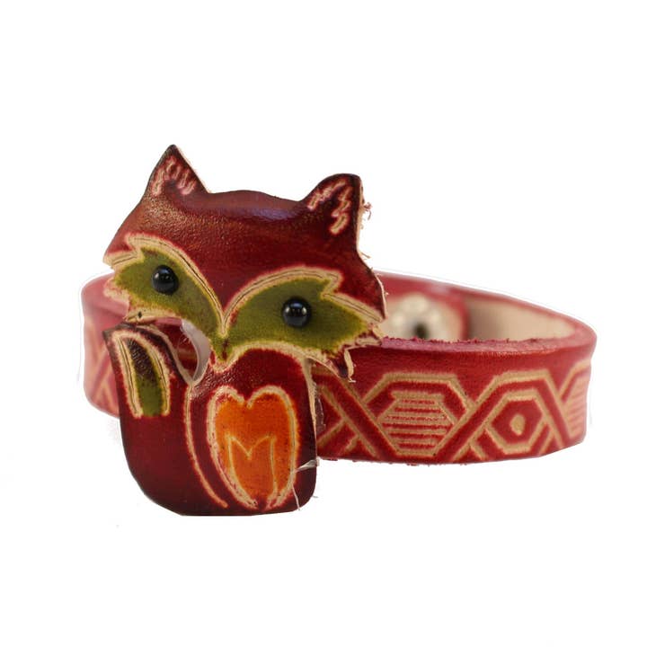 Br351 Handmade Leather Fox Bracelet for wholesale by Sunflower Handmade leather inc